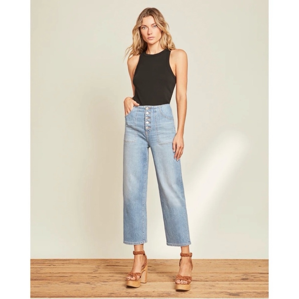 Veronica Beard | Crosbie Wide Crop High Rise Jeans in Lakeshore